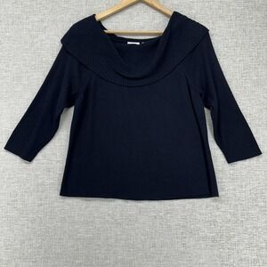 CC Hughes Sweater Womens Large Black Cowl Neck 3/4 Sleeve Stretch Pullover